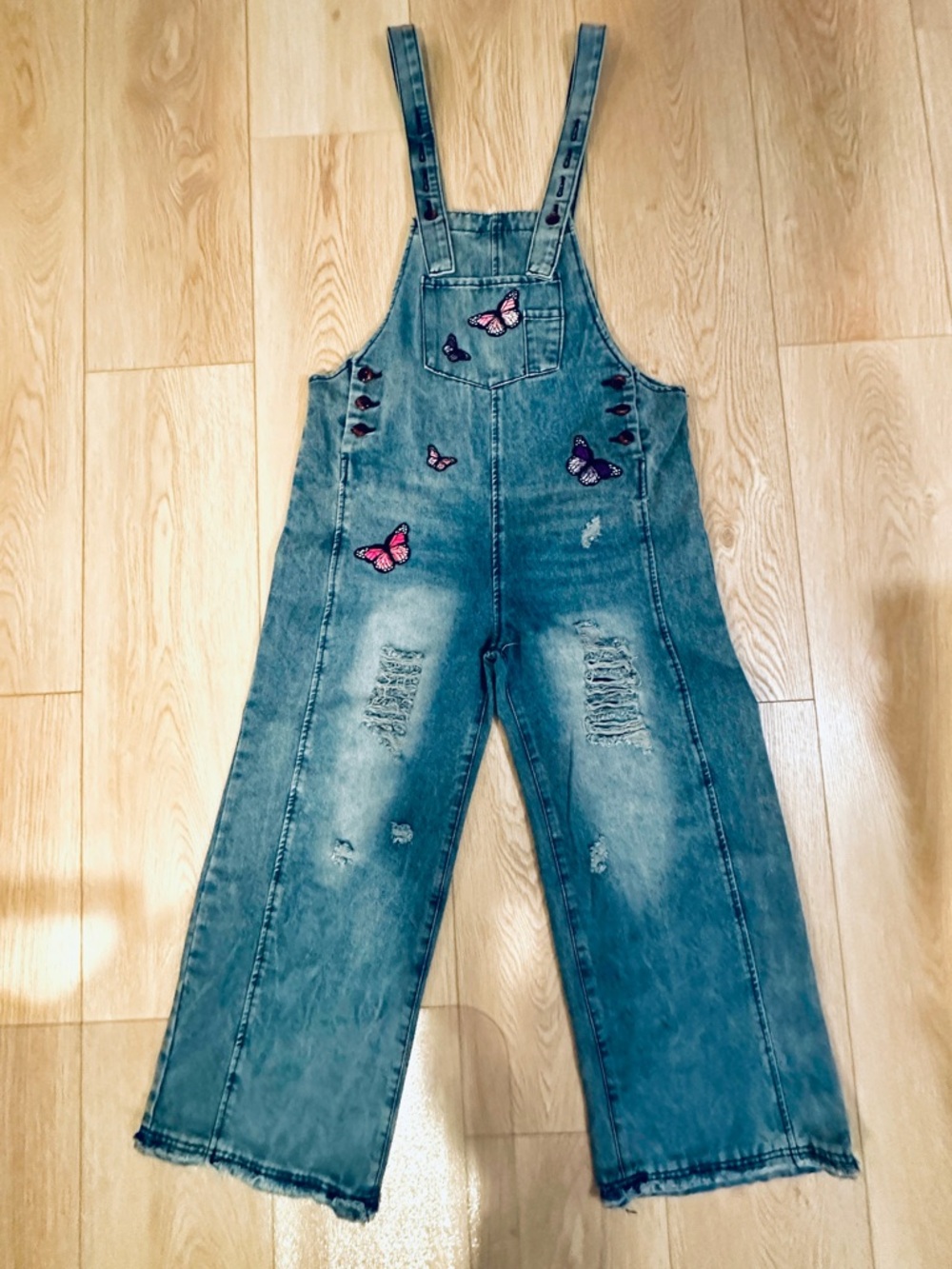 🤩👖NWT Distressed Denim Soft Wash Overalls 😍☀️ Small Oversized Baggy Fit! 👌🏼💙🤍🩵 🦋
